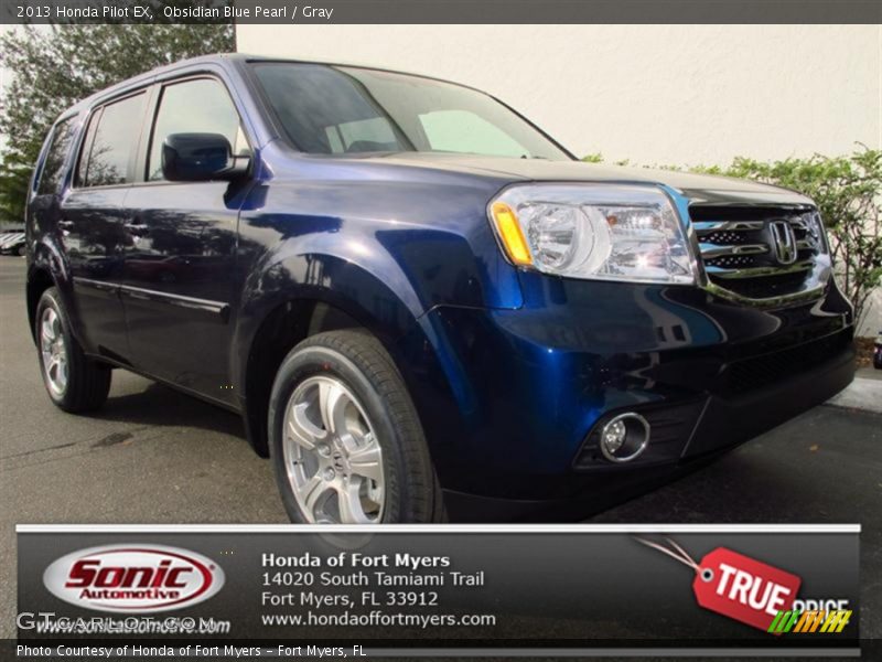 Obsidian Blue Pearl / Gray 2013 Honda Pilot EX