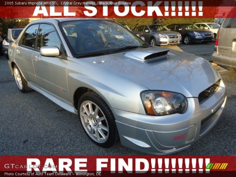 Crystal Grey Metallic / Black/Blue Ecsaine 2005 Subaru Impreza WRX STi