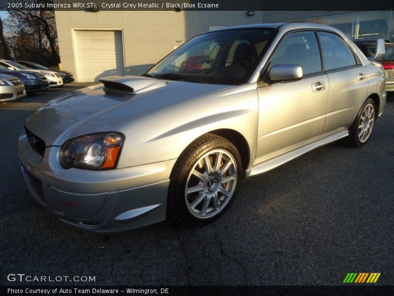 Crystal Grey Metallic / Black/Blue Ecsaine 2005 Subaru Impreza WRX STi