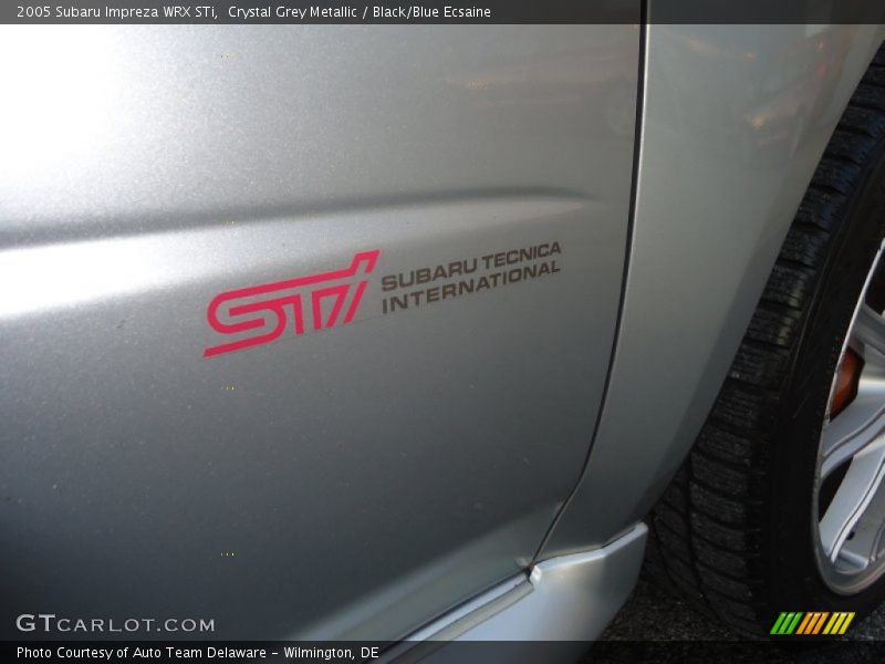 Crystal Grey Metallic / Black/Blue Ecsaine 2005 Subaru Impreza WRX STi