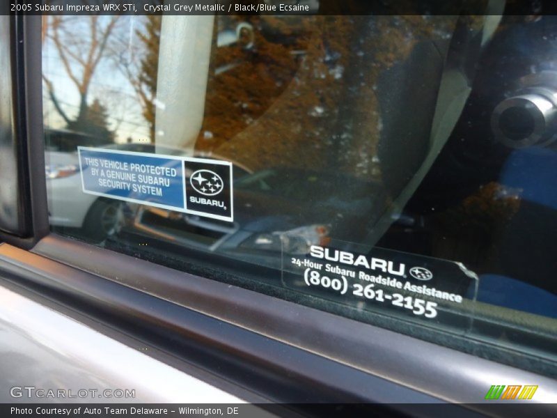 Crystal Grey Metallic / Black/Blue Ecsaine 2005 Subaru Impreza WRX STi