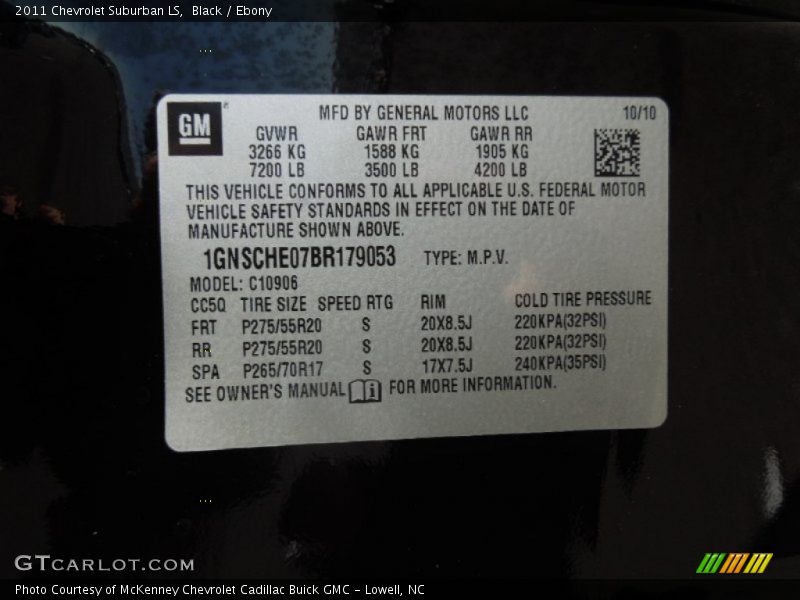 Black / Ebony 2011 Chevrolet Suburban LS