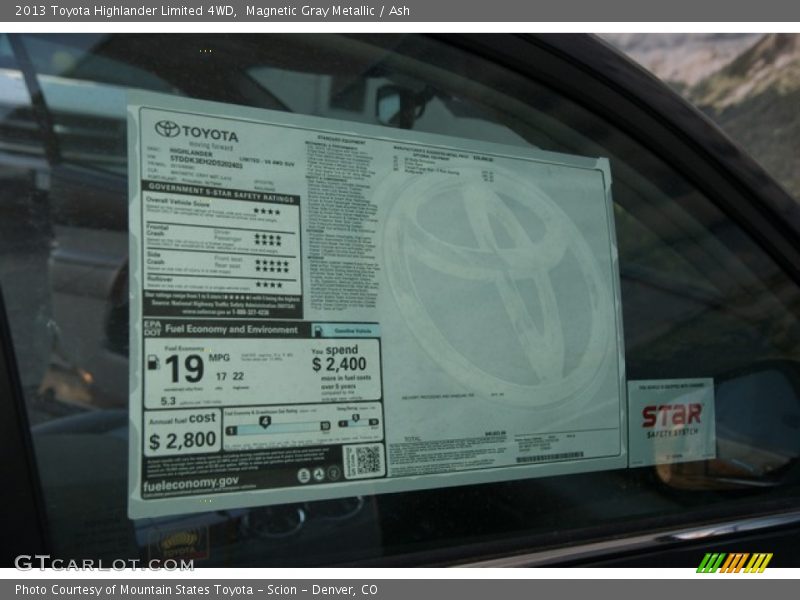 Magnetic Gray Metallic / Ash 2013 Toyota Highlander Limited 4WD