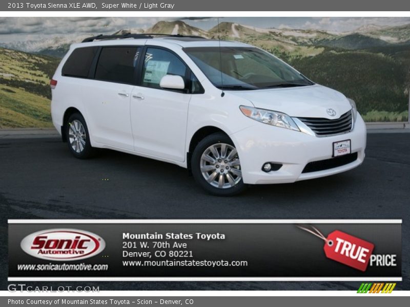 Super White / Light Gray 2013 Toyota Sienna XLE AWD