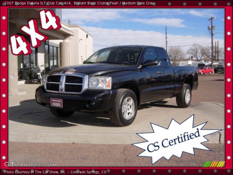Brilliant Black Crystal Pearl / Medium Slate Gray 2007 Dodge Dakota SLT Club Cab 4x4