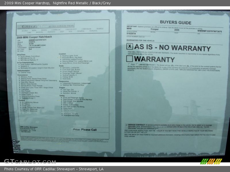 Nightfire Red Metallic / Black/Grey 2009 Mini Cooper Hardtop