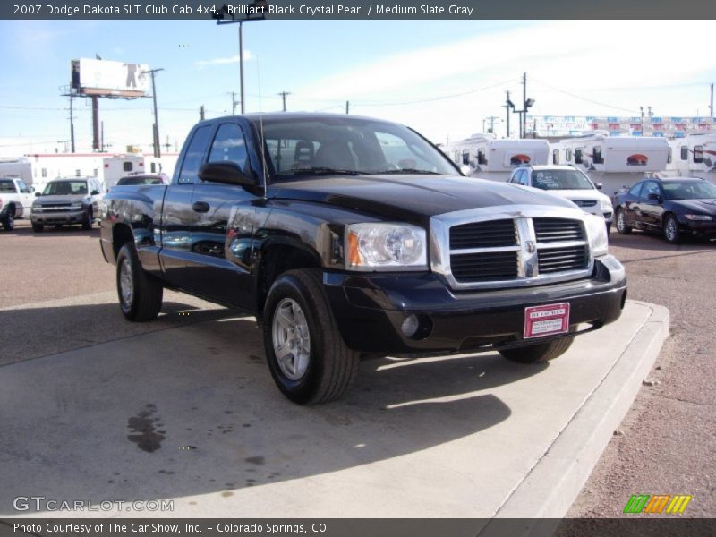 Brilliant Black Crystal Pearl / Medium Slate Gray 2007 Dodge Dakota SLT Club Cab 4x4