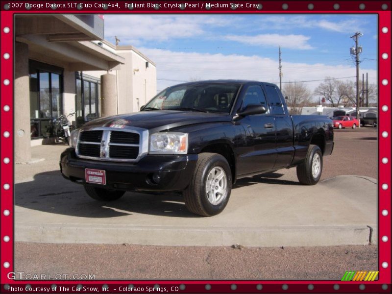 Brilliant Black Crystal Pearl / Medium Slate Gray 2007 Dodge Dakota SLT Club Cab 4x4