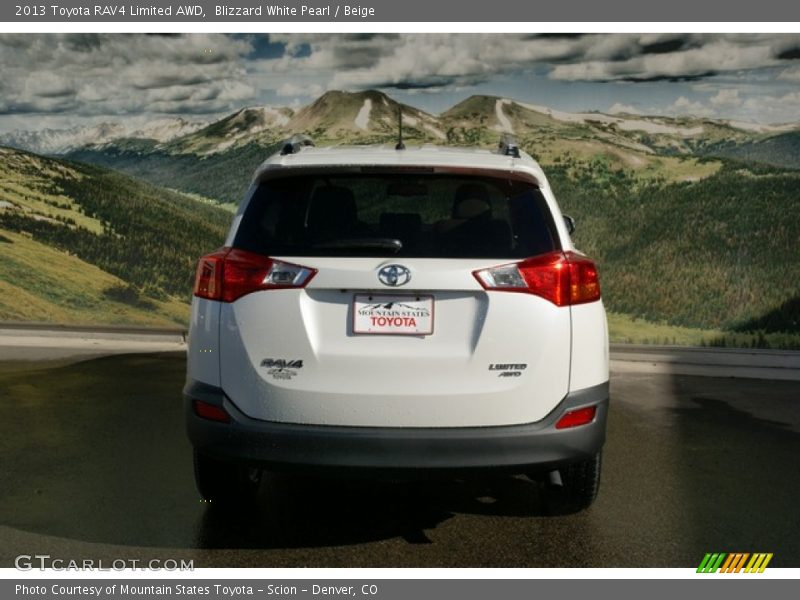 Blizzard White Pearl / Beige 2013 Toyota RAV4 Limited AWD