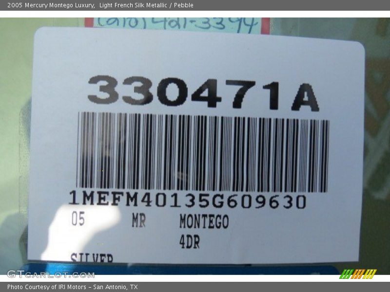 Light French Silk Metallic / Pebble 2005 Mercury Montego Luxury