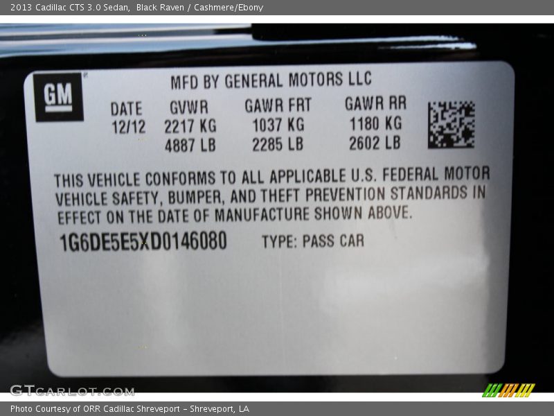 Black Raven / Cashmere/Ebony 2013 Cadillac CTS 3.0 Sedan