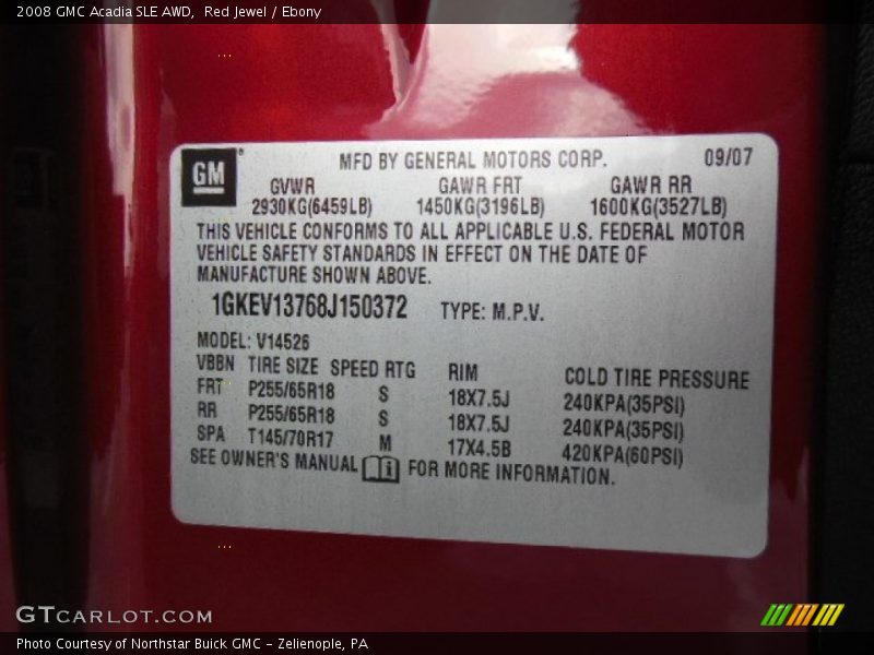 Red Jewel / Ebony 2008 GMC Acadia SLE AWD