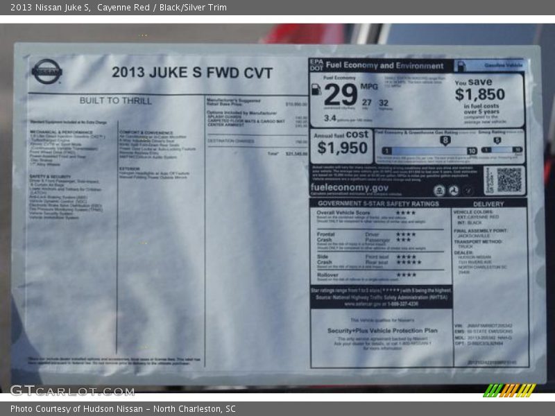  2013 Juke S Window Sticker