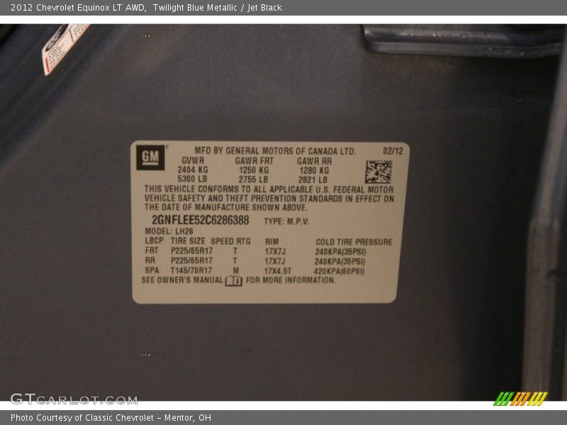 Twilight Blue Metallic / Jet Black 2012 Chevrolet Equinox LT AWD