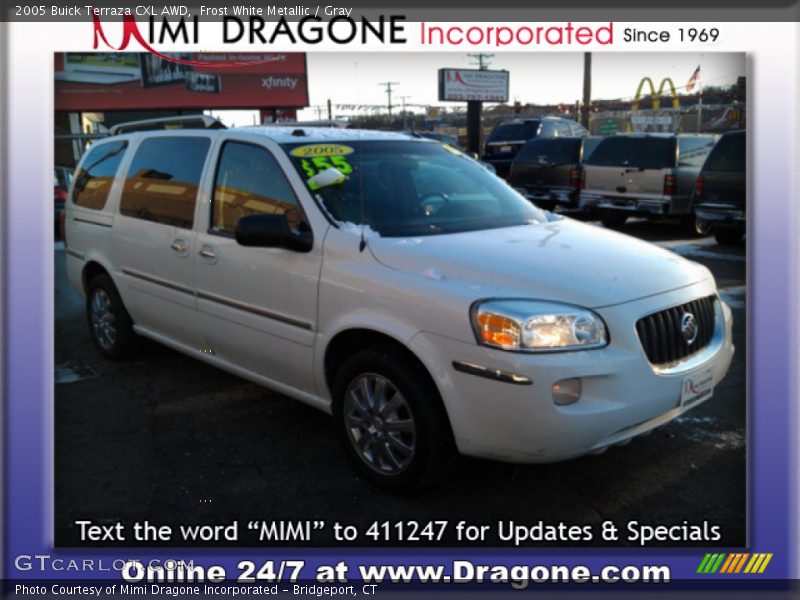 Frost White Metallic / Gray 2005 Buick Terraza CXL AWD