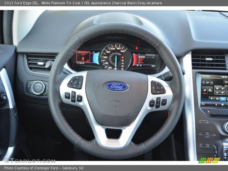 White Platinum Tri-Coat / SEL Appearance Charcoal Black/Gray Alcantara 2013 Ford Edge SEL