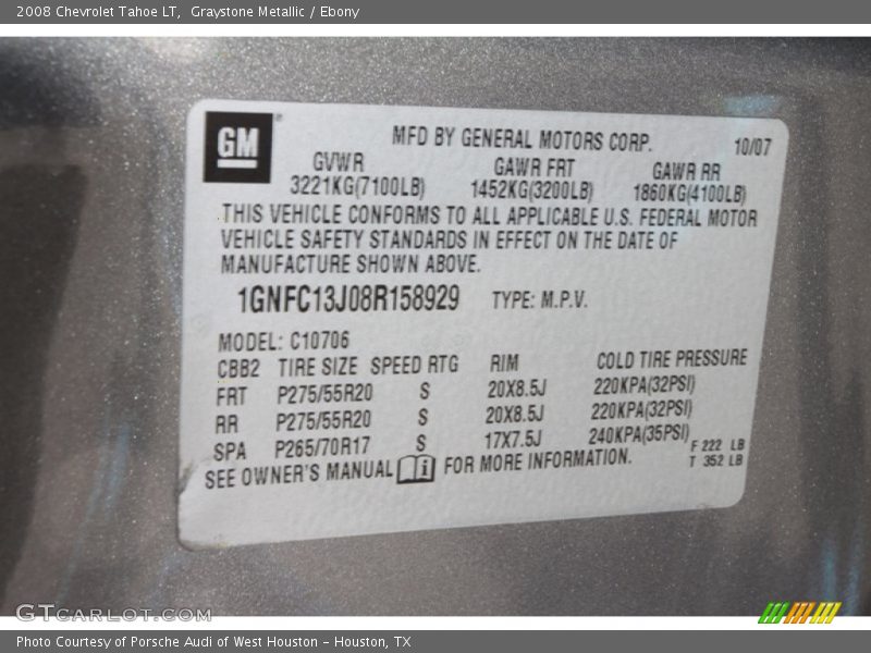 Graystone Metallic / Ebony 2008 Chevrolet Tahoe LT