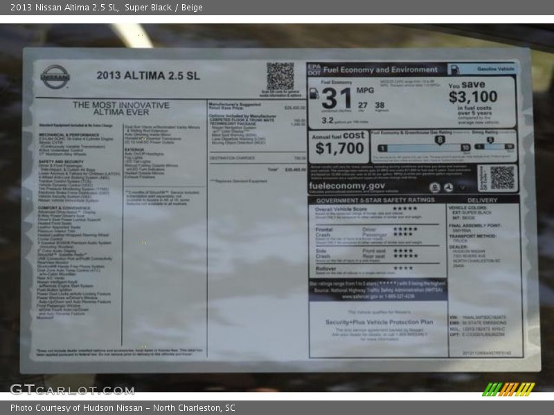 Super Black / Beige 2013 Nissan Altima 2.5 SL