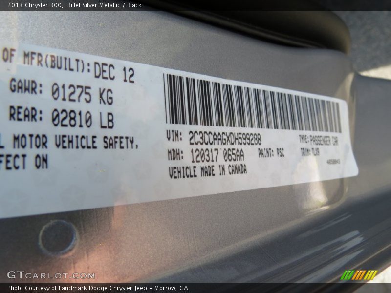 Billet Silver Metallic / Black 2013 Chrysler 300
