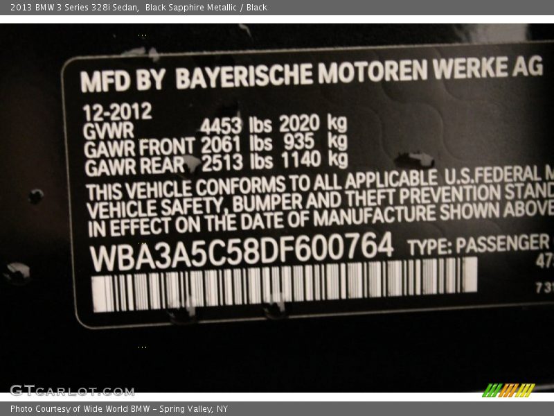 Black Sapphire Metallic / Black 2013 BMW 3 Series 328i Sedan