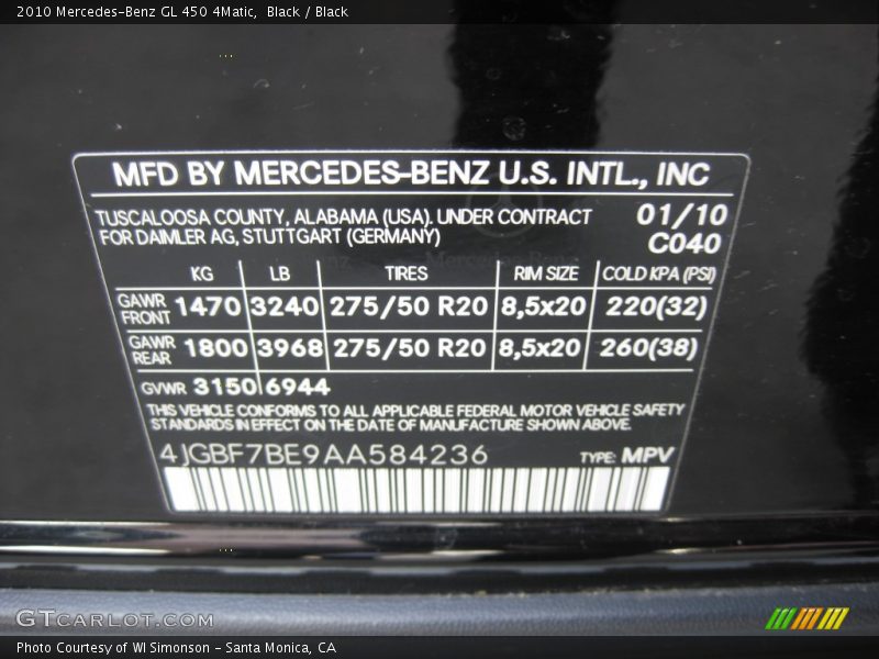 Black / Black 2010 Mercedes-Benz GL 450 4Matic