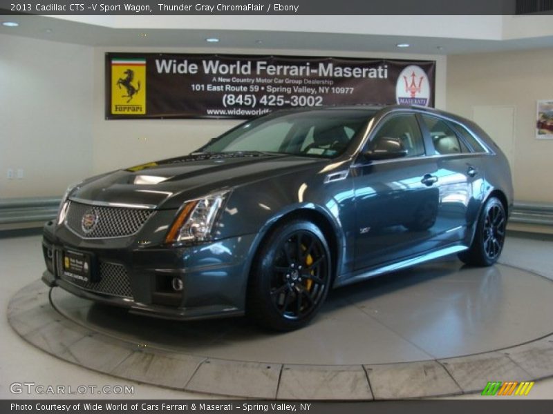 Thunder Gray ChromaFlair / Ebony 2013 Cadillac CTS -V Sport Wagon