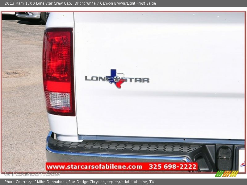 Bright White / Canyon Brown/Light Frost Beige 2013 Ram 1500 Lone Star Crew Cab