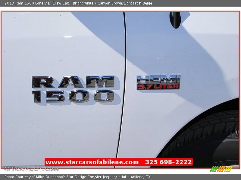 Bright White / Canyon Brown/Light Frost Beige 2013 Ram 1500 Lone Star Crew Cab