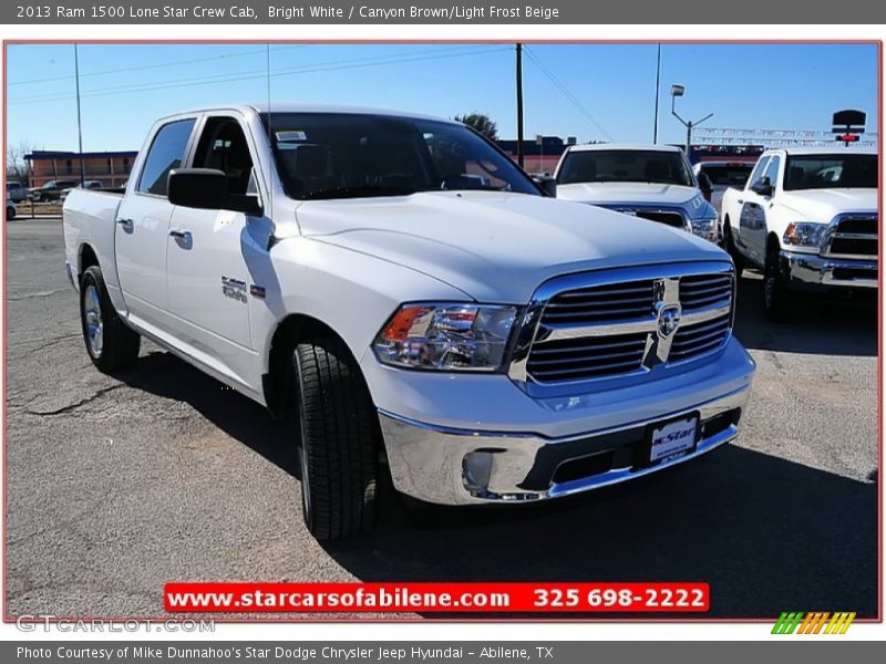 Bright White / Canyon Brown/Light Frost Beige 2013 Ram 1500 Lone Star Crew Cab