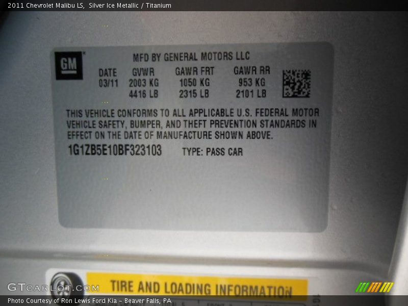 Silver Ice Metallic / Titanium 2011 Chevrolet Malibu LS