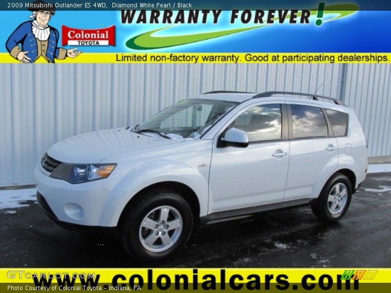 Diamond White Pearl / Black 2009 Mitsubishi Outlander ES 4WD