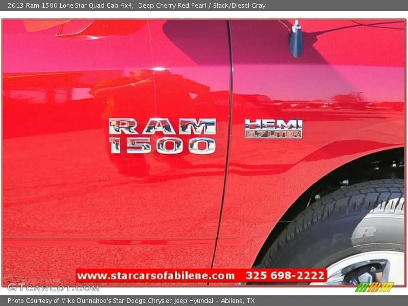 Deep Cherry Red Pearl / Black/Diesel Gray 2013 Ram 1500 Lone Star Quad Cab 4x4