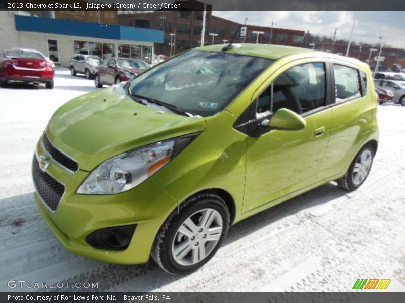 Jalapeno (Green) / Green/Green 2013 Chevrolet Spark LS
