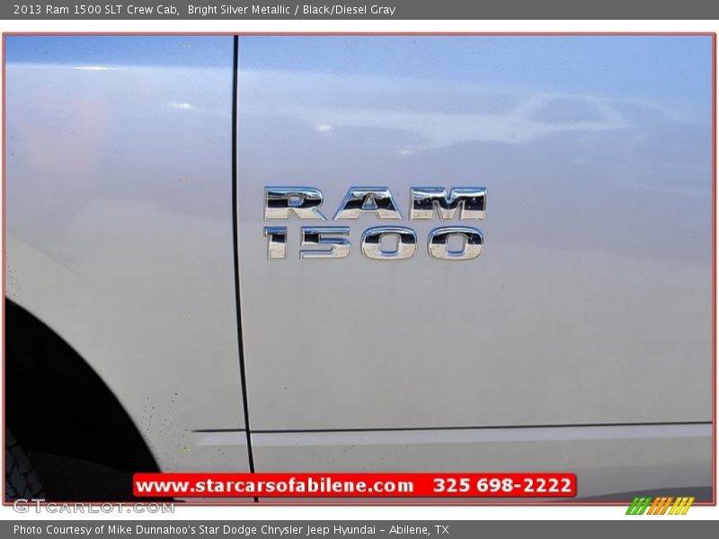Bright Silver Metallic / Black/Diesel Gray 2013 Ram 1500 SLT Crew Cab