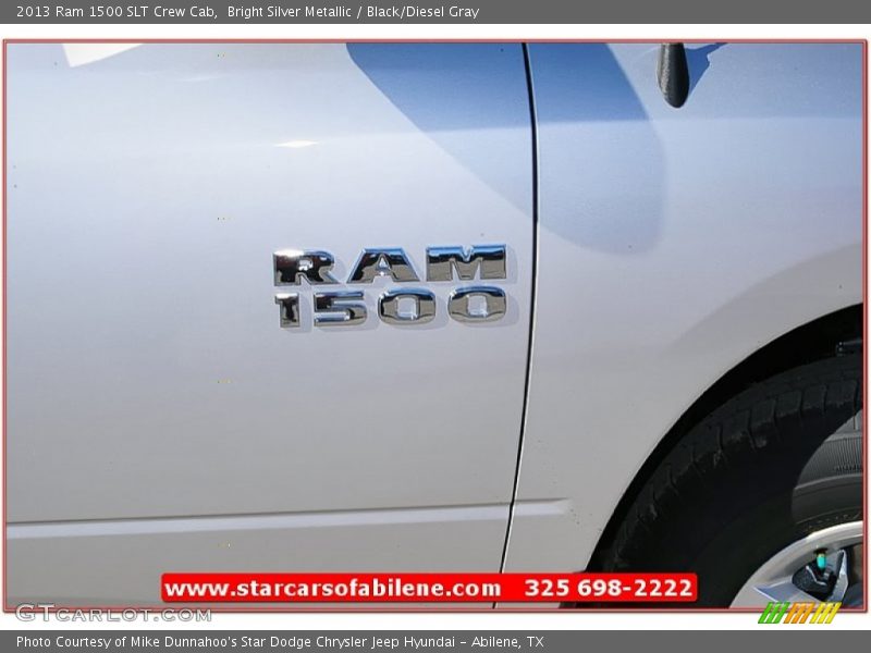 Bright Silver Metallic / Black/Diesel Gray 2013 Ram 1500 SLT Crew Cab
