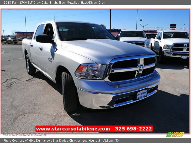 Bright Silver Metallic / Black/Diesel Gray 2013 Ram 1500 SLT Crew Cab