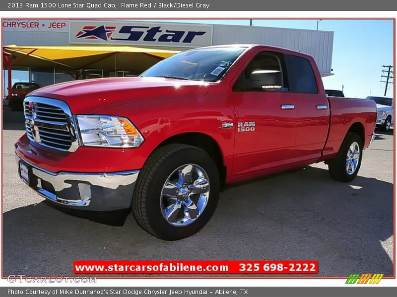 Flame Red / Black/Diesel Gray 2013 Ram 1500 Lone Star Quad Cab