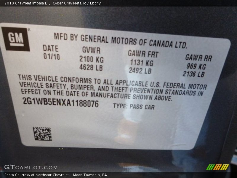 Cyber Gray Metallic / Ebony 2010 Chevrolet Impala LT