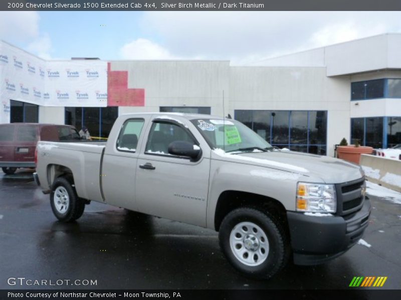 Silver Birch Metallic / Dark Titanium 2009 Chevrolet Silverado 1500 Extended Cab 4x4