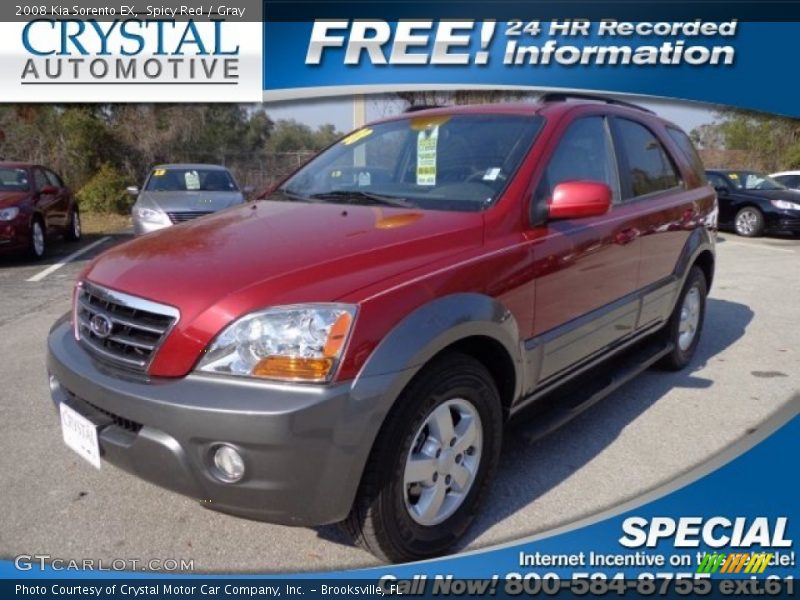 Spicy Red / Gray 2008 Kia Sorento EX
