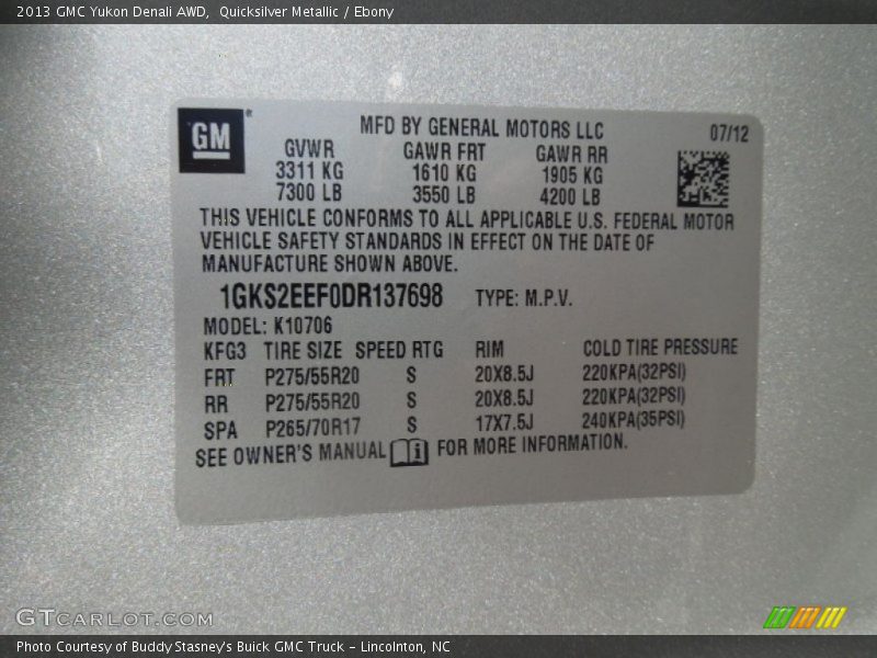 Quicksilver Metallic / Ebony 2013 GMC Yukon Denali AWD