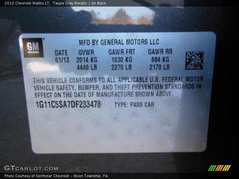 Taupe Gray Metallic / Jet Black 2013 Chevrolet Malibu LT