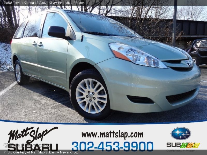 Silver Pine Mica / Stone 2008 Toyota Sienna LE AWD