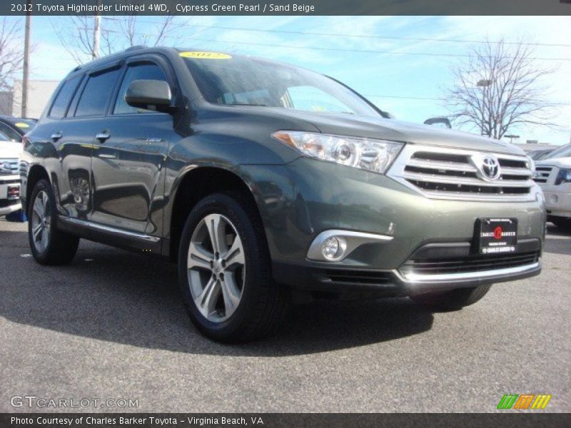 Cypress Green Pearl / Sand Beige 2012 Toyota Highlander Limited 4WD