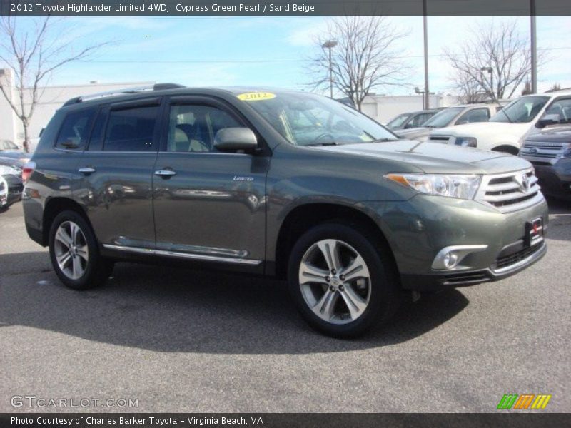 Cypress Green Pearl / Sand Beige 2012 Toyota Highlander Limited 4WD