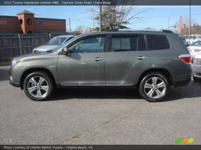 Cypress Green Pearl / Sand Beige 2012 Toyota Highlander Limited 4WD