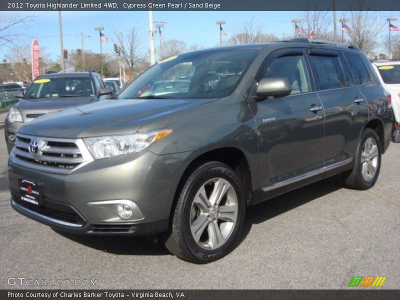 Cypress Green Pearl / Sand Beige 2012 Toyota Highlander Limited 4WD