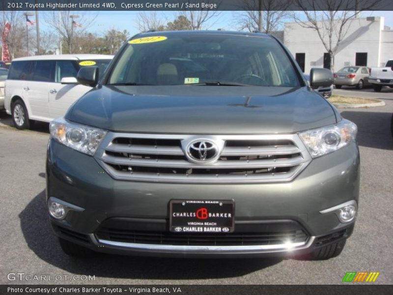 Cypress Green Pearl / Sand Beige 2012 Toyota Highlander Limited 4WD