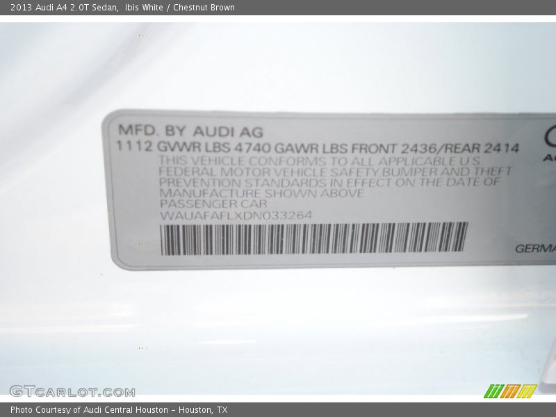 Ibis White / Chestnut Brown 2013 Audi A4 2.0T Sedan