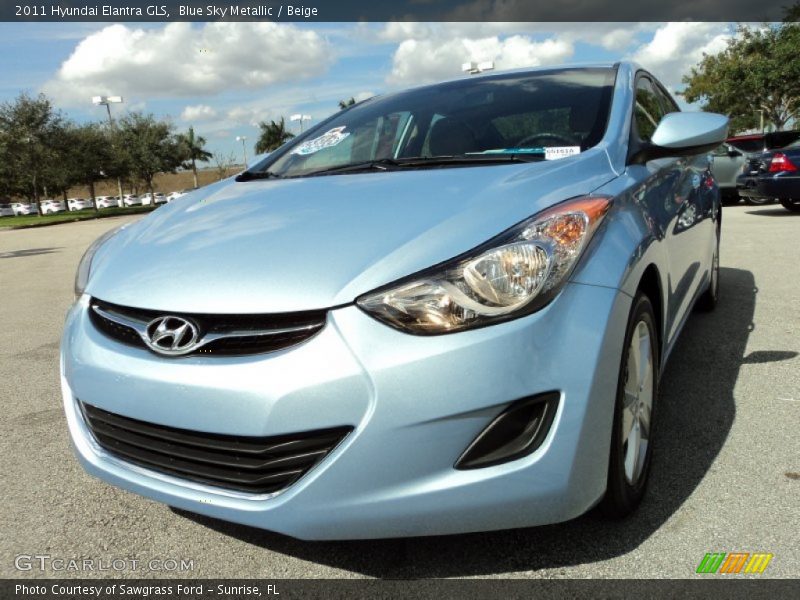 Blue Sky Metallic / Beige 2011 Hyundai Elantra GLS